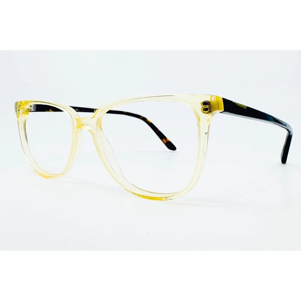 M.O.S Eyeglasses Womens Clear Yellow Cat Eye W4722 Italy 52-17-140